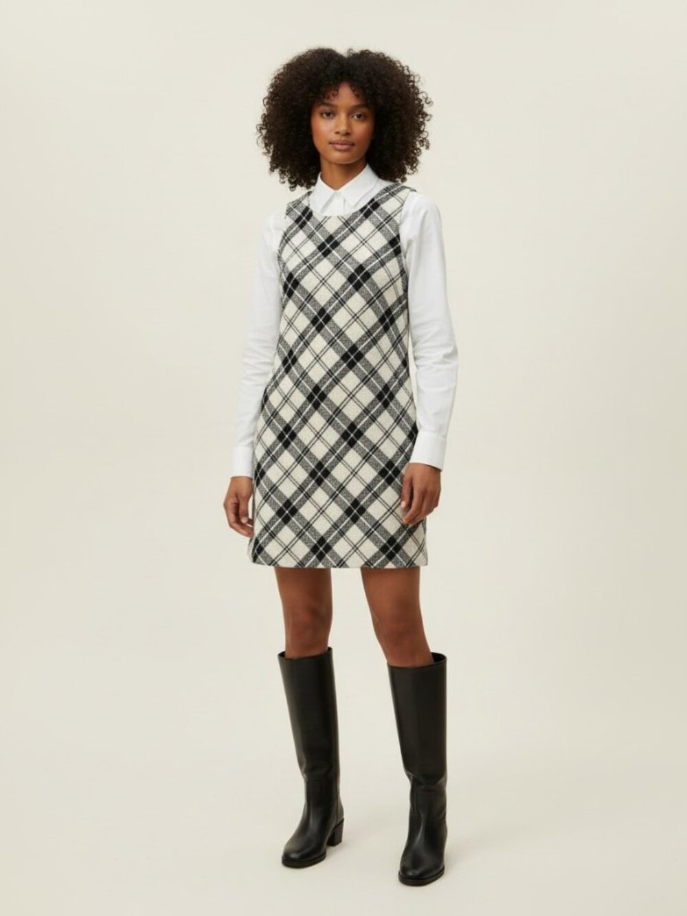 Vintage CW Clifford & Wills British Tweed Plaid Wool Preppy Mini Shift Dress 8